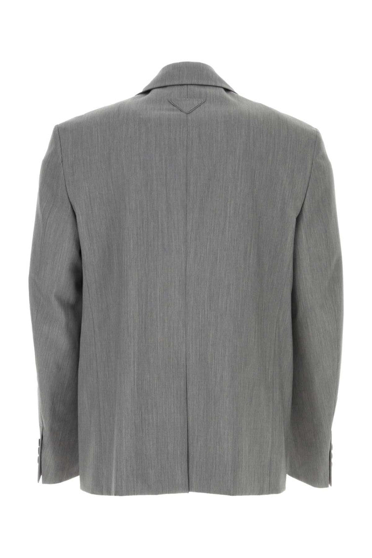 Melange grey wool blend blazer 2
