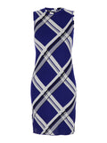 Blue Check motif silk dress 1