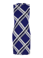 Blue Check motif silk dress 1