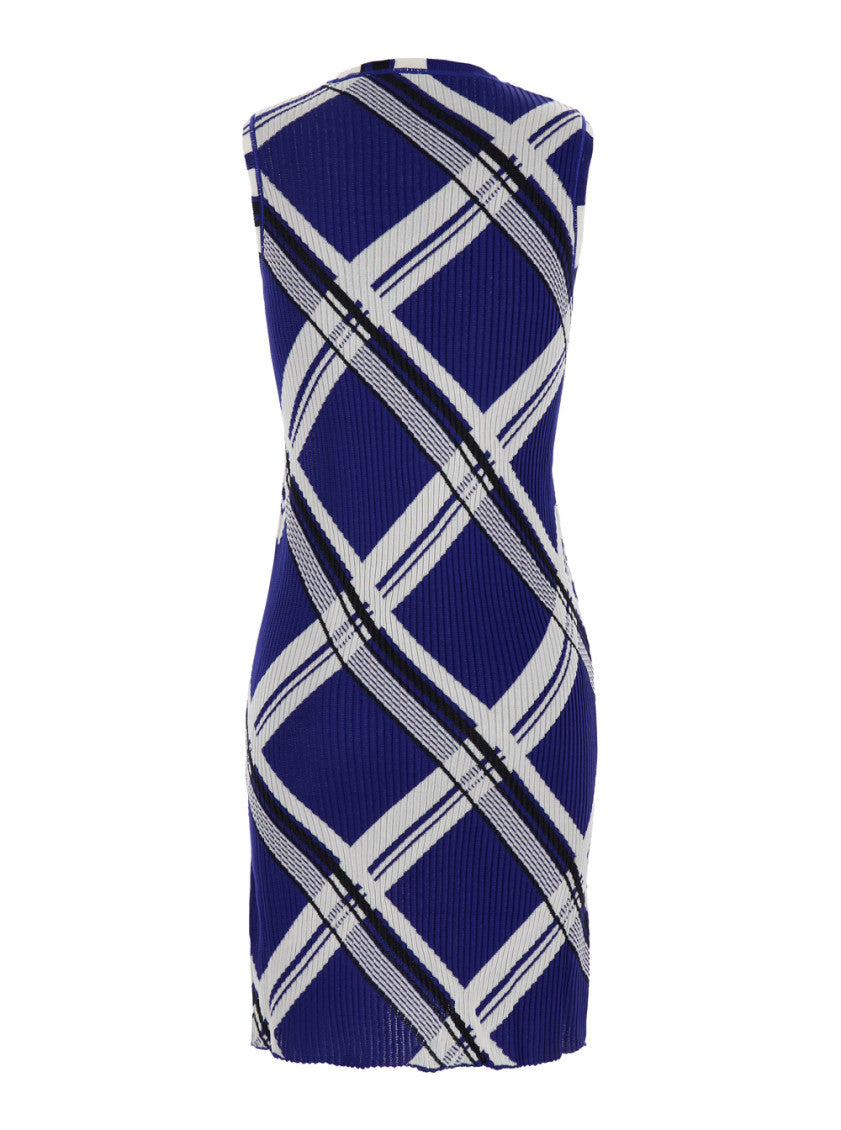 Blue Check motif silk dress 2