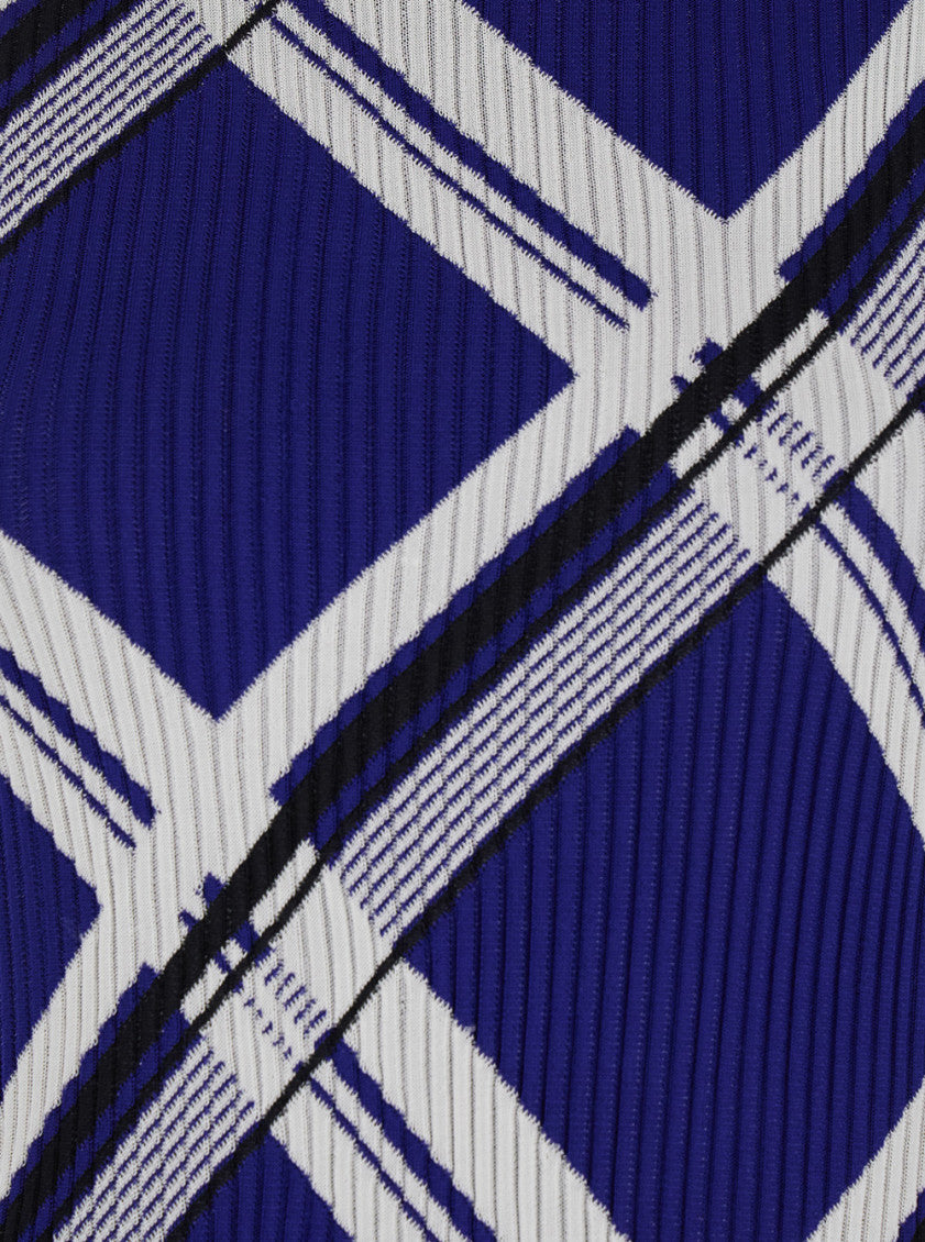 Blue Check motif silk dress 3