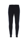 Dark blue stretch cashmere blend joggers 1