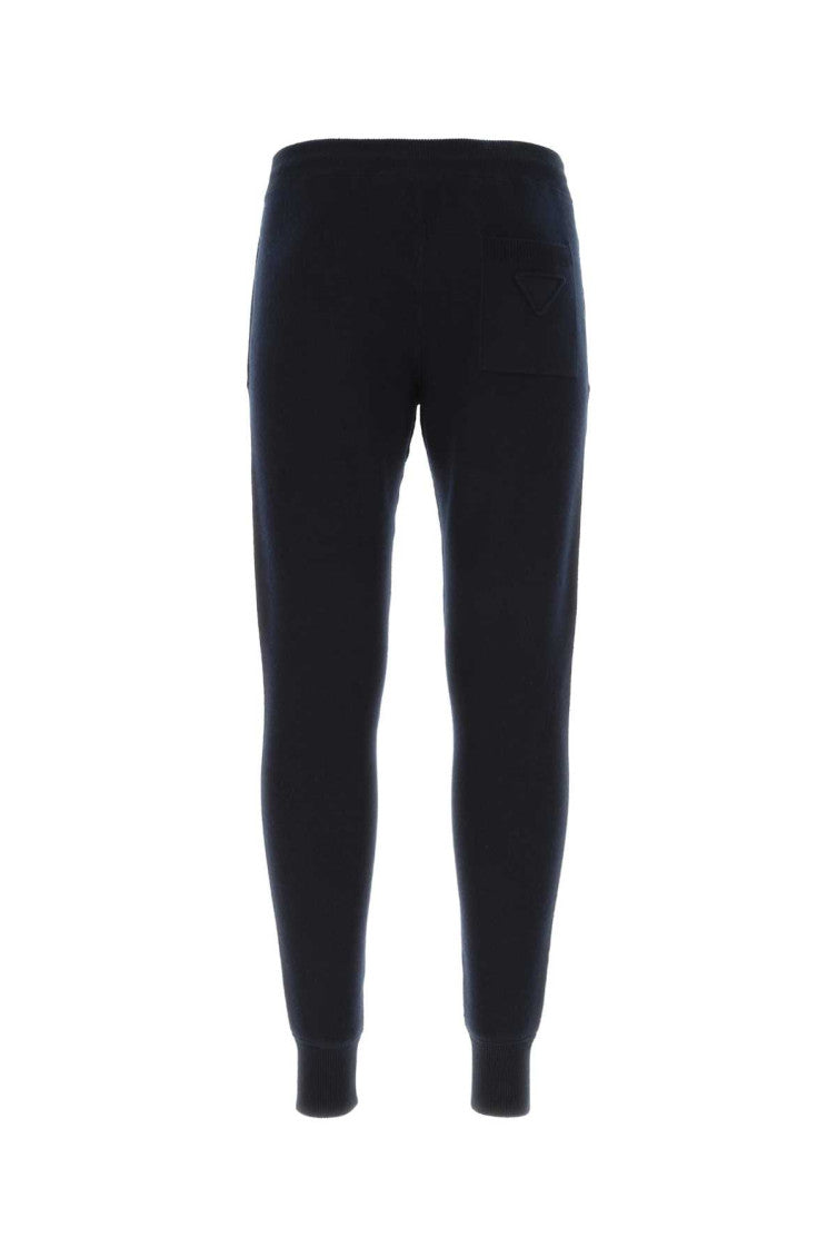 Dark blue stretch cashmere blend joggers 2