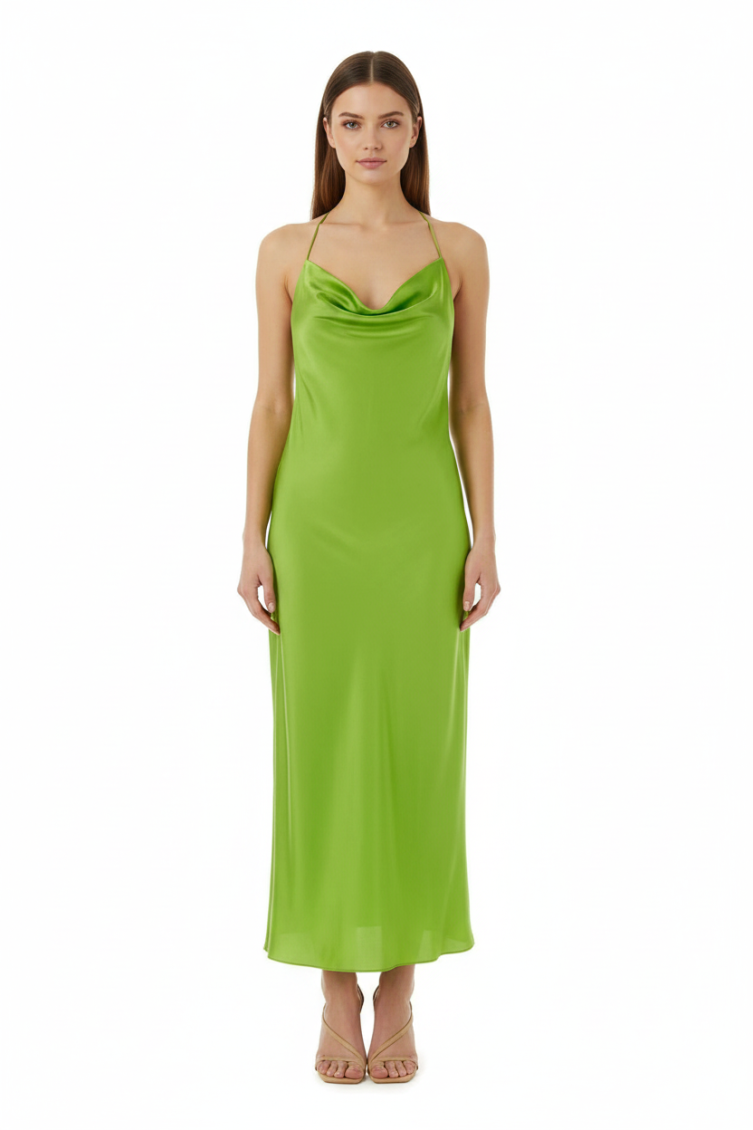 Green Cowl Neck Mini Dress 1