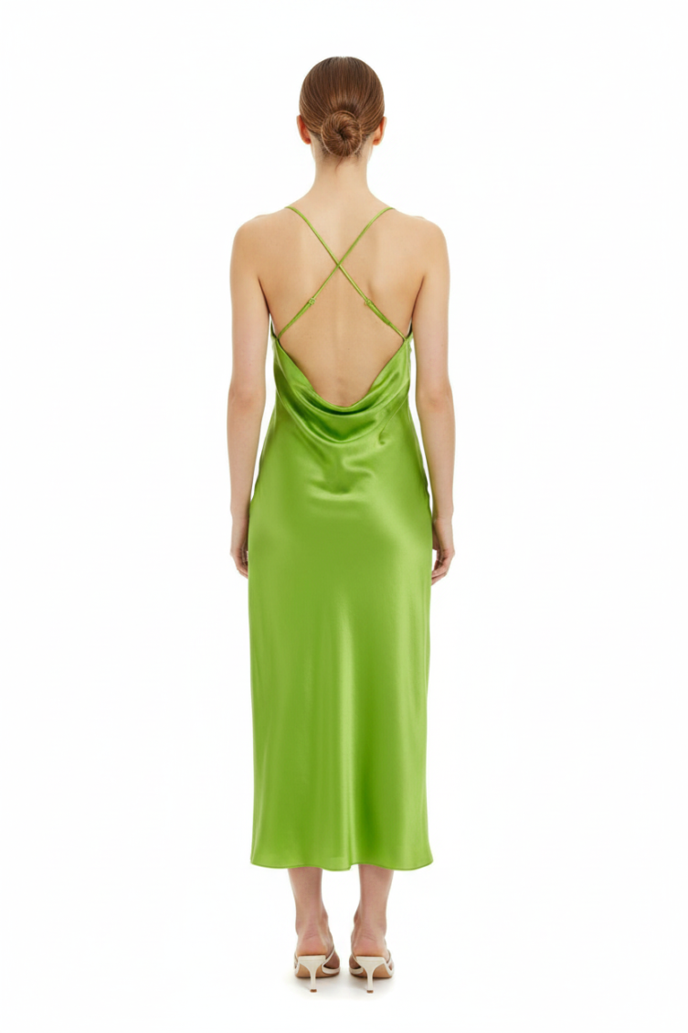 Green Cowl Neck Mini Dress 2