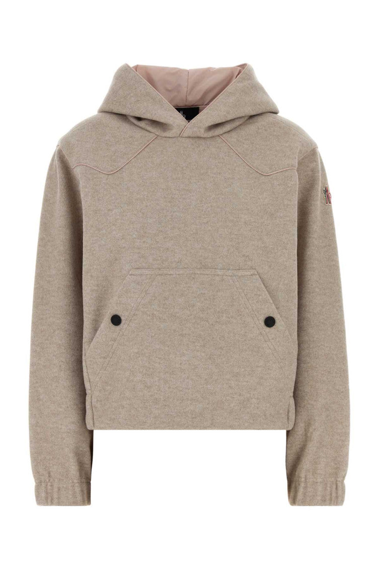 Beige Solid Hood Sweater 1
