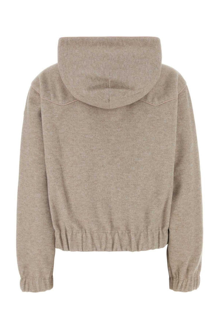 Beige Solid Hood Sweater 2