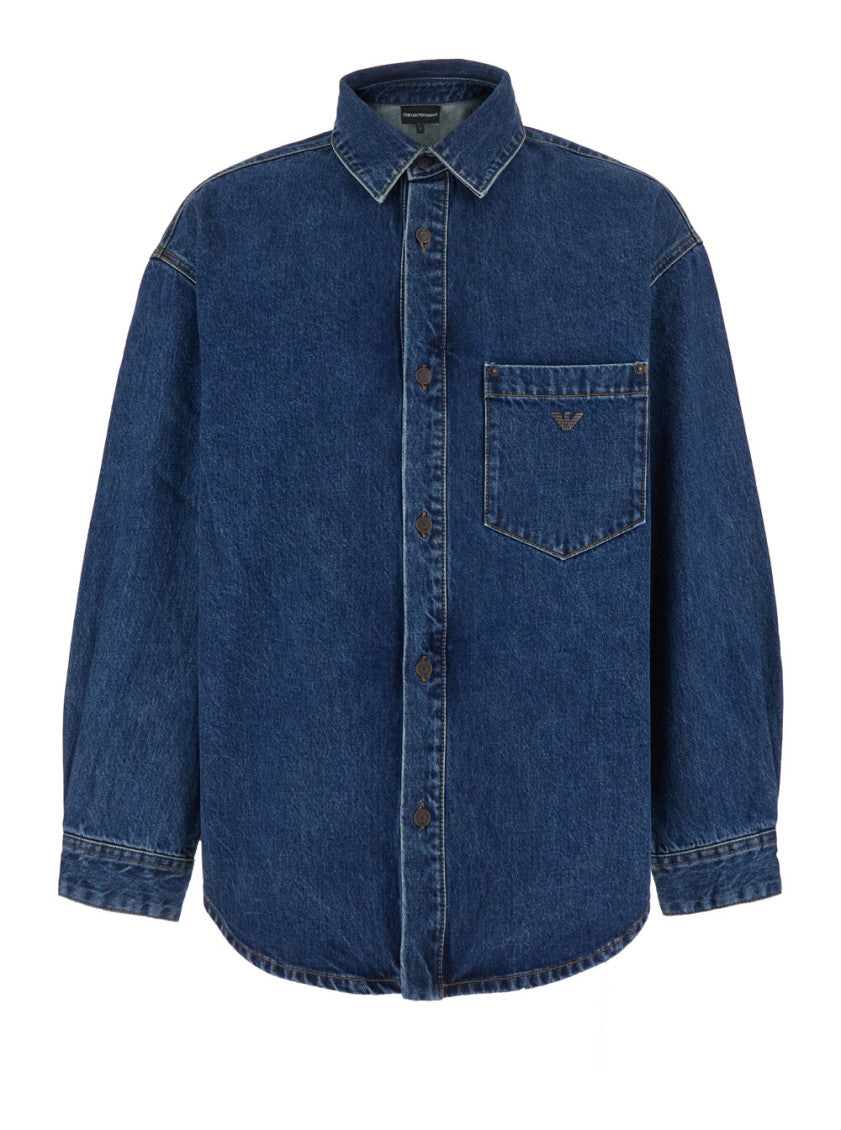 Blue Oversized Logo Shirt 1