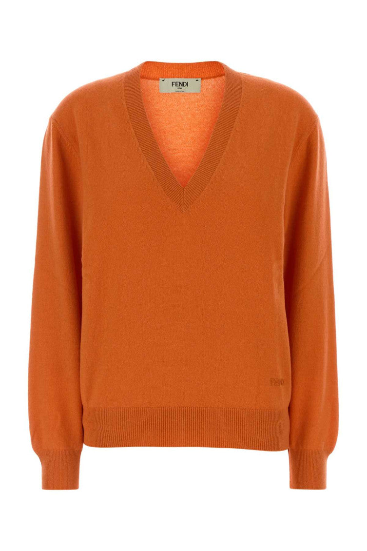 Orange V Neck Sweater 1