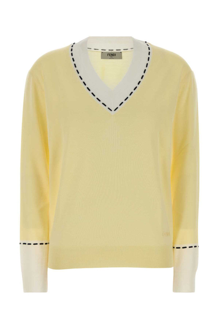 Yellow V Neck Sweater 1