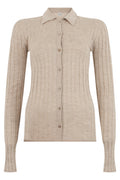 Beige Shirt Collar Cardigan 1