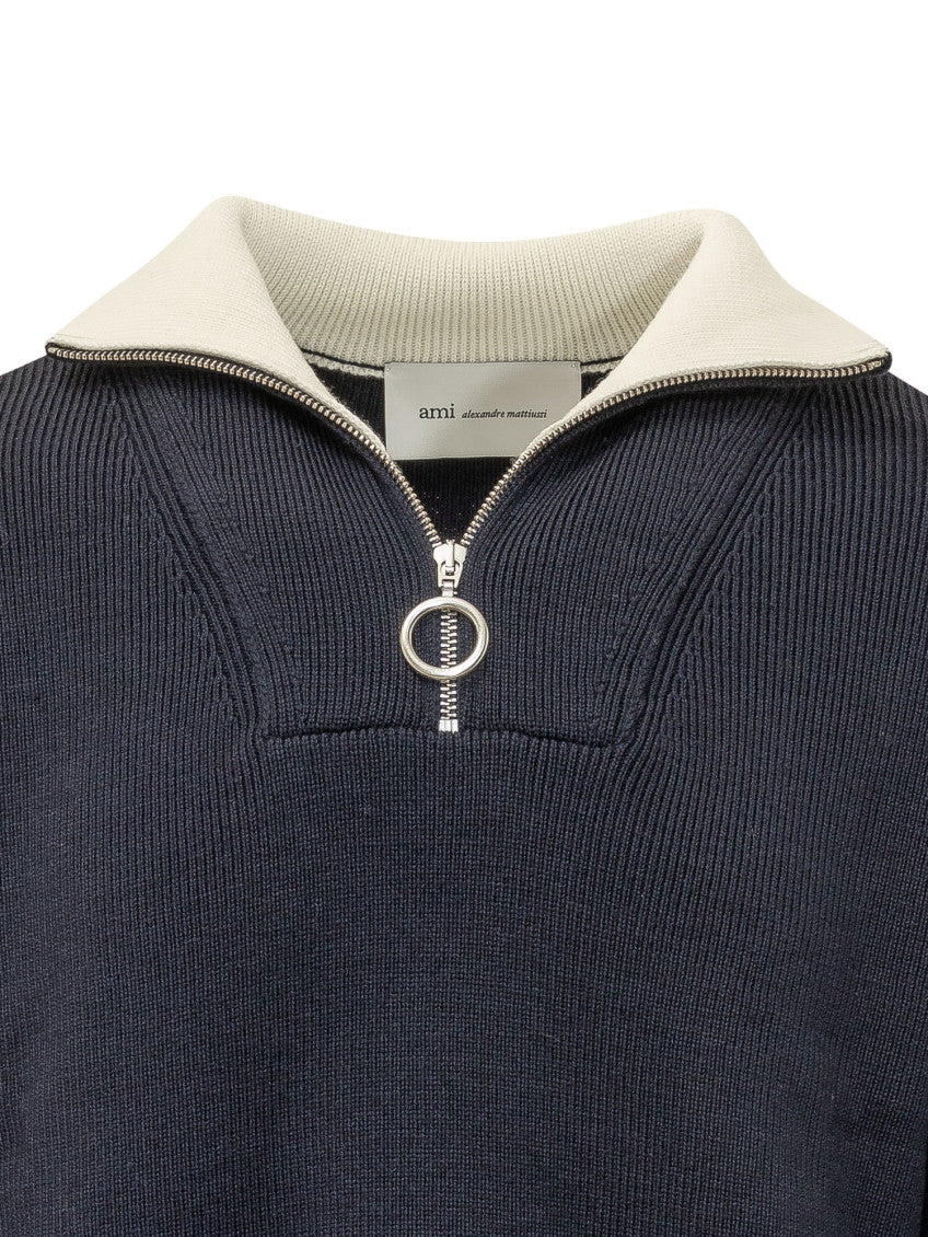 Blue Mock Collar Sweater 4