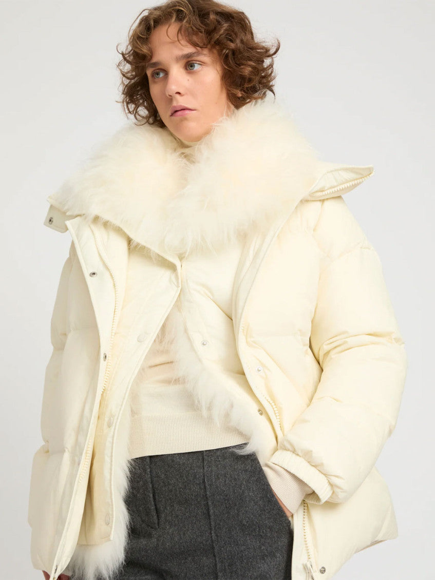 Beige Trim Puffer Jacket 4