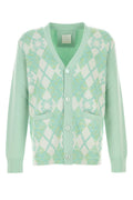 Light Green Argyle Intarsia-knit Cardigan 1