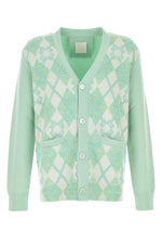 Light Green Argyle Intarsia-knit Cardigan 1