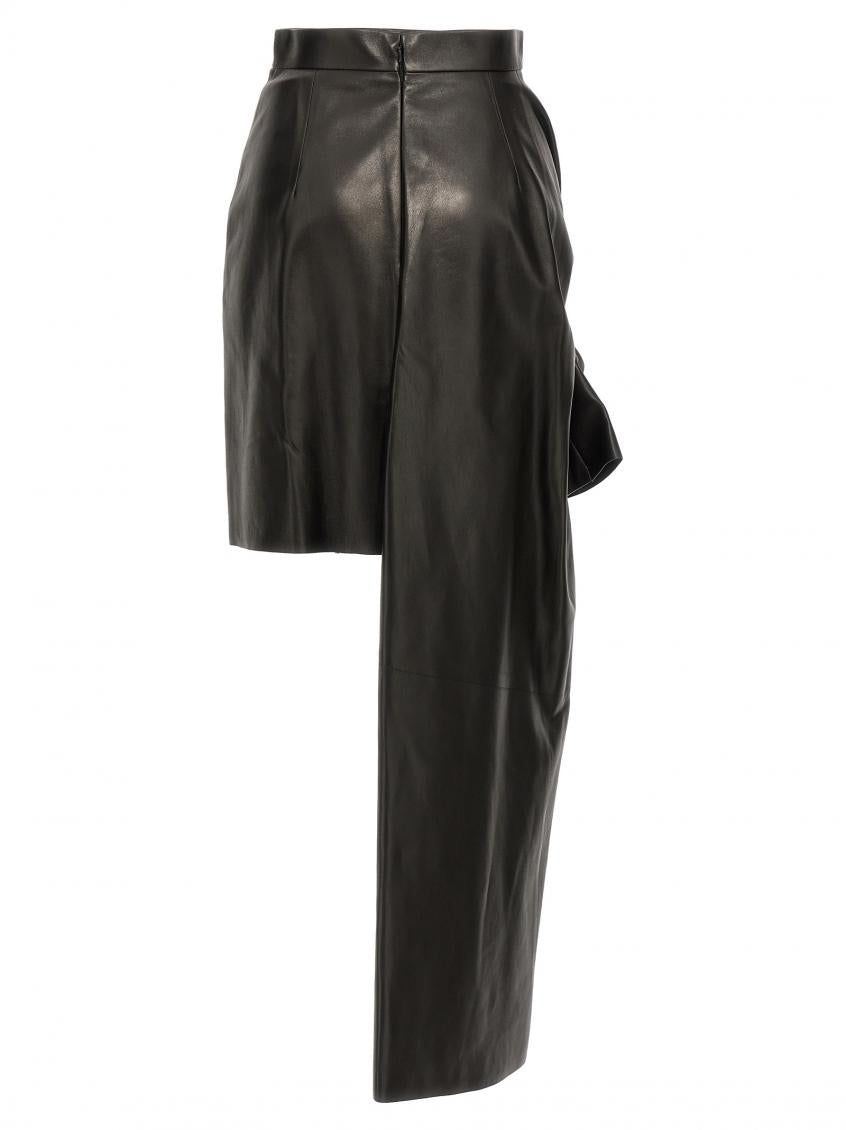 Black Maxi Bow Leather Skirt 3