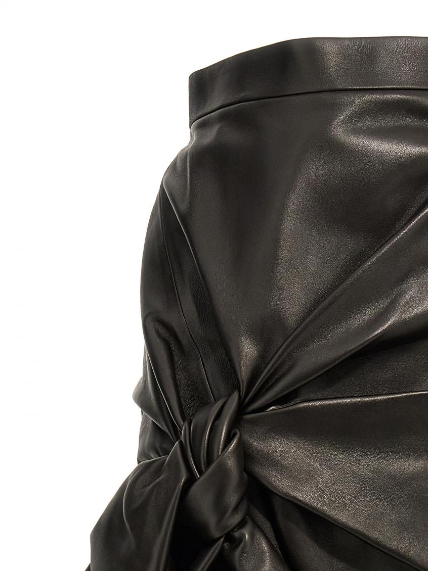 Black Maxi Bow Leather Skirt 4