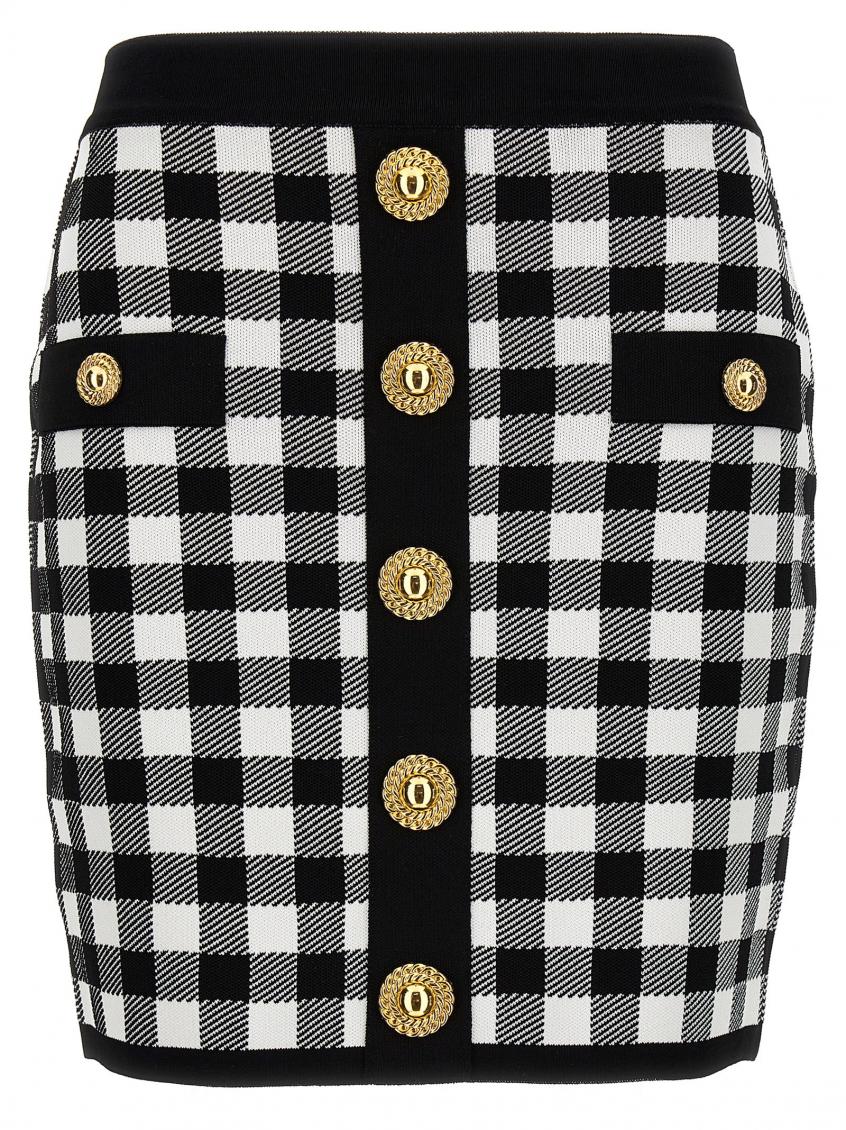 BlackWhite Logo Button Skirt 1