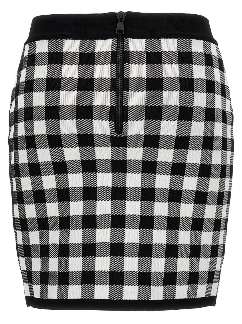 BlackWhite Logo Button Skirt 3