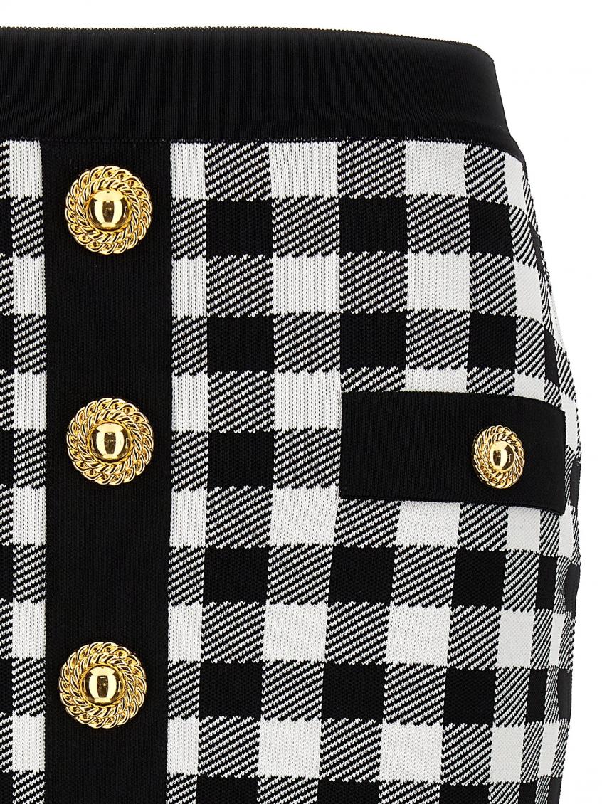 BlackWhite Logo Button Skirt 4
