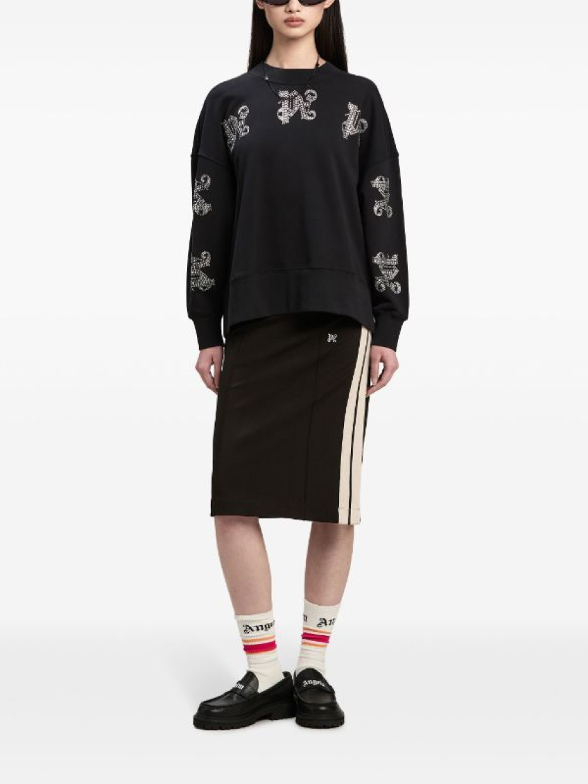 Black Monogram Midi Skirt 2