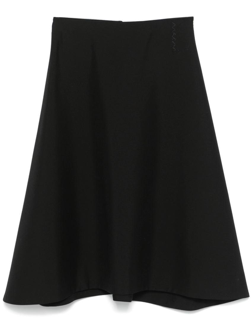 Black Virgin-wool Midi Skirt 1
