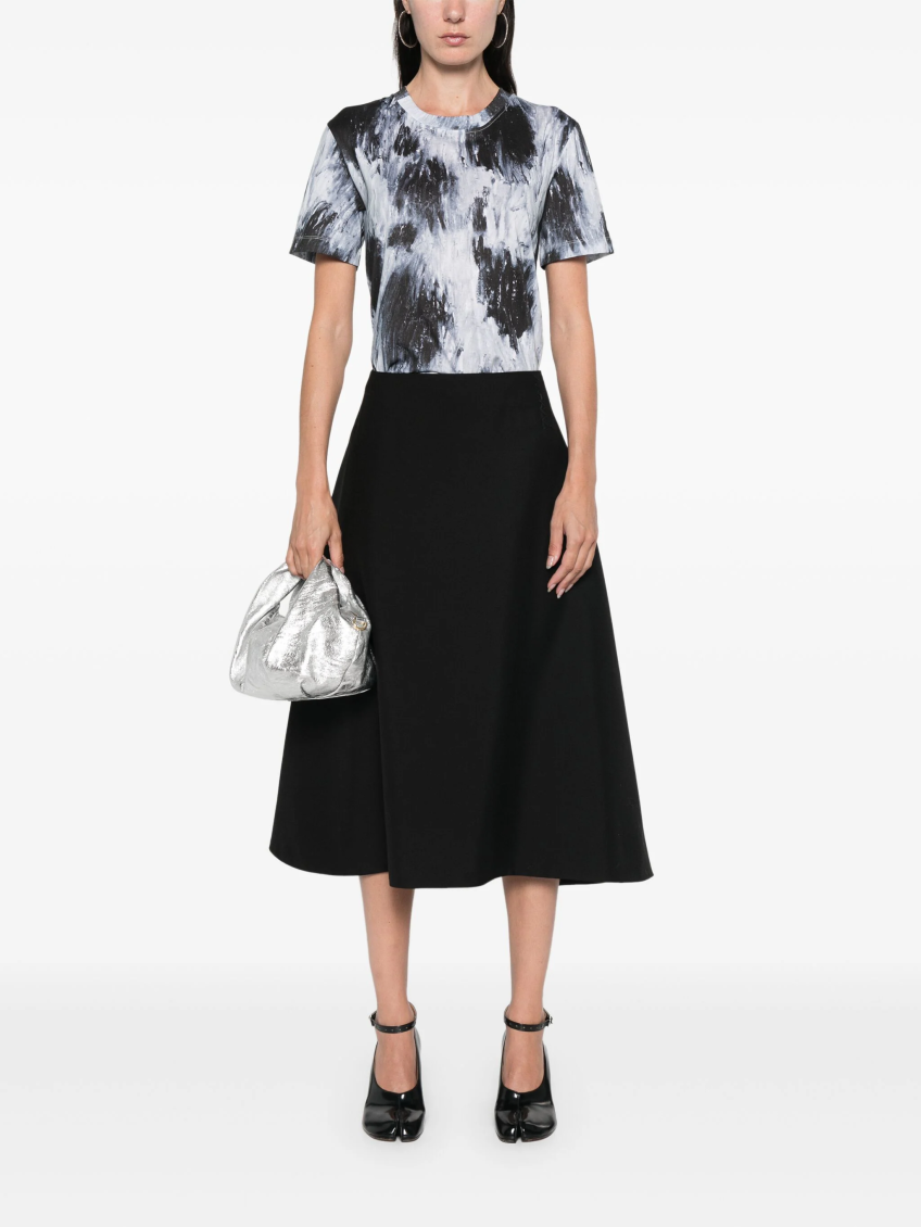 Black Virgin-wool Midi Skirt 2