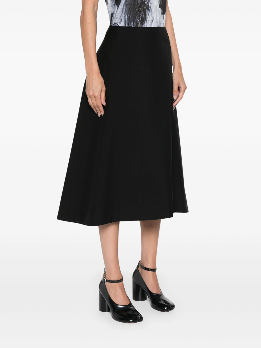 Black Virgin-wool Midi Skirt 3