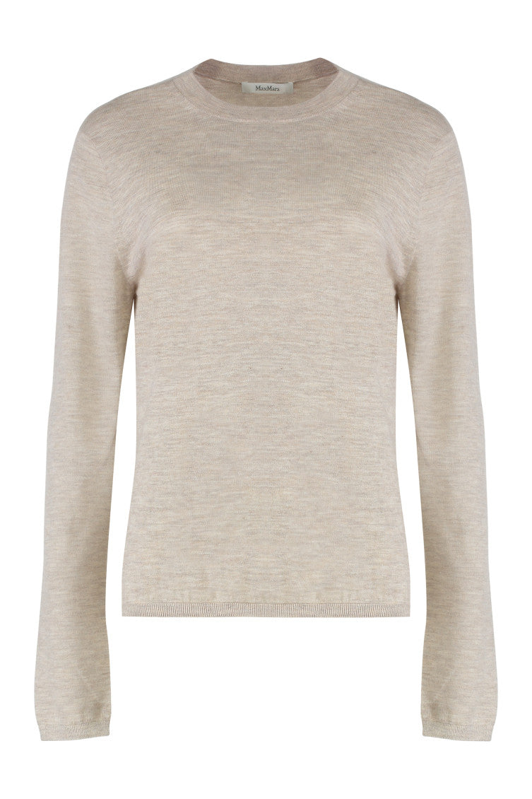 Beige Crew Neck Wool Sweater 1