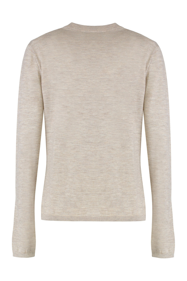 Beige Crew Neck Wool Sweater 2