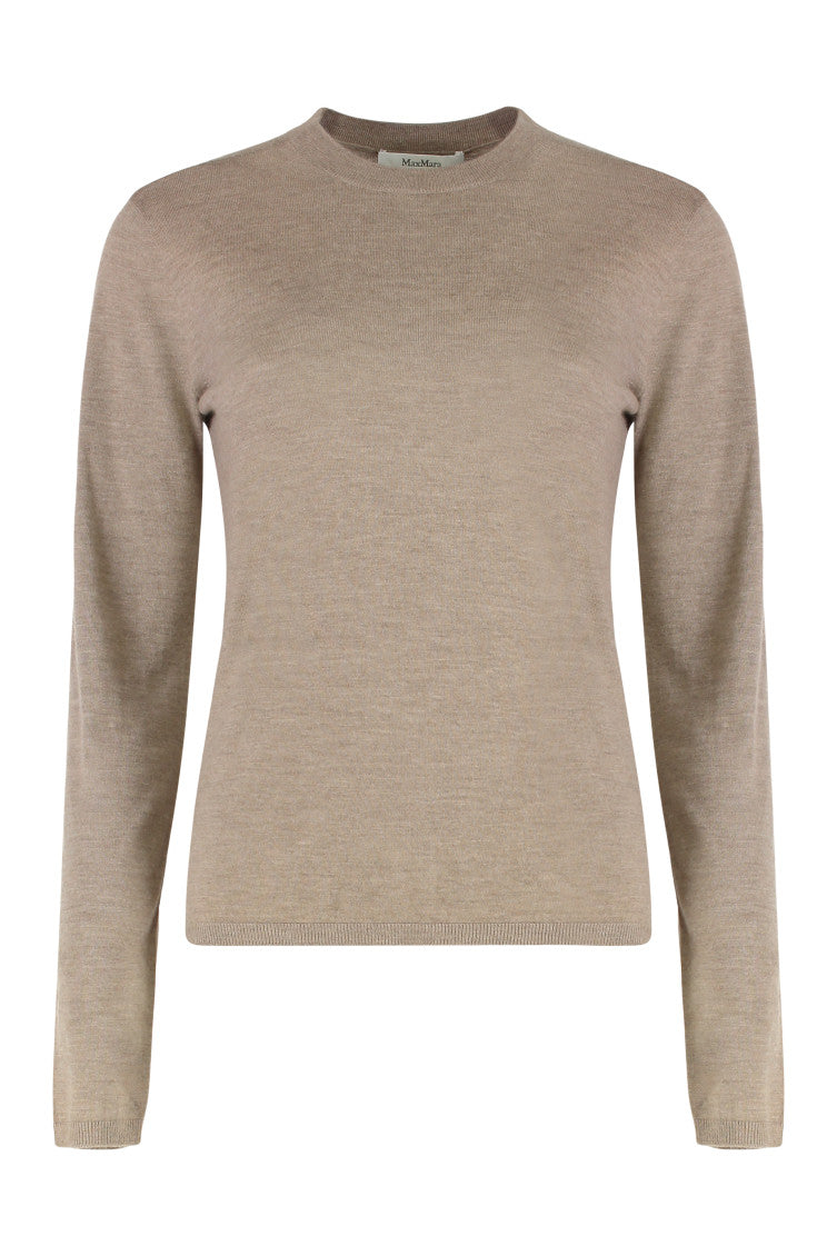 Beige Round Neck Wool Sweater 1