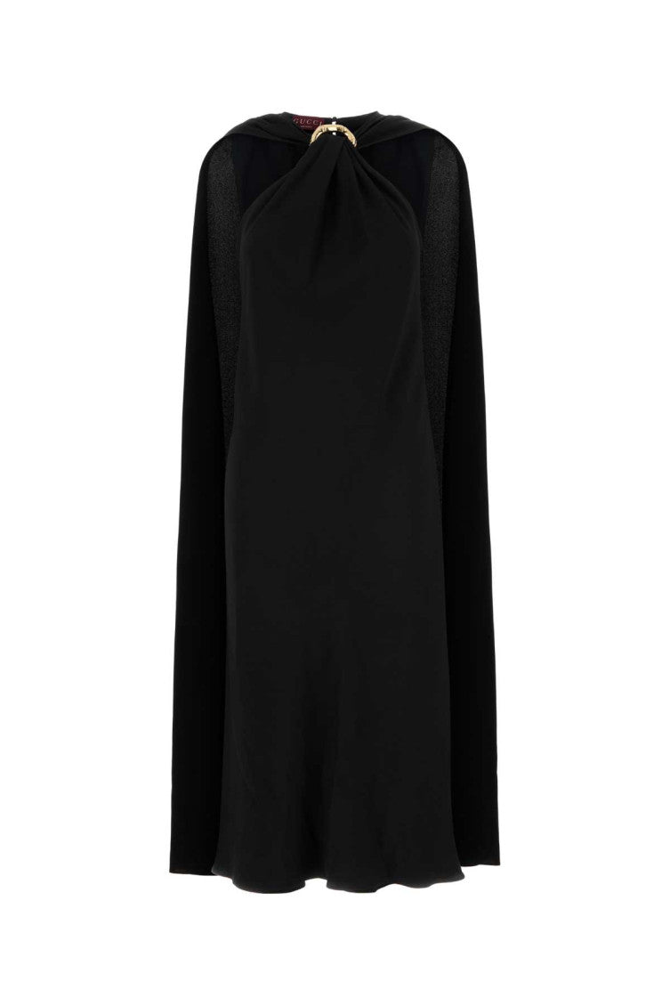 Black Acetate Blend Evening Dress 1