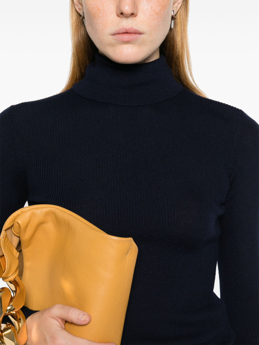 Navy Blue Leila Turtle-Neck Ribbed-Knit Jumper 5