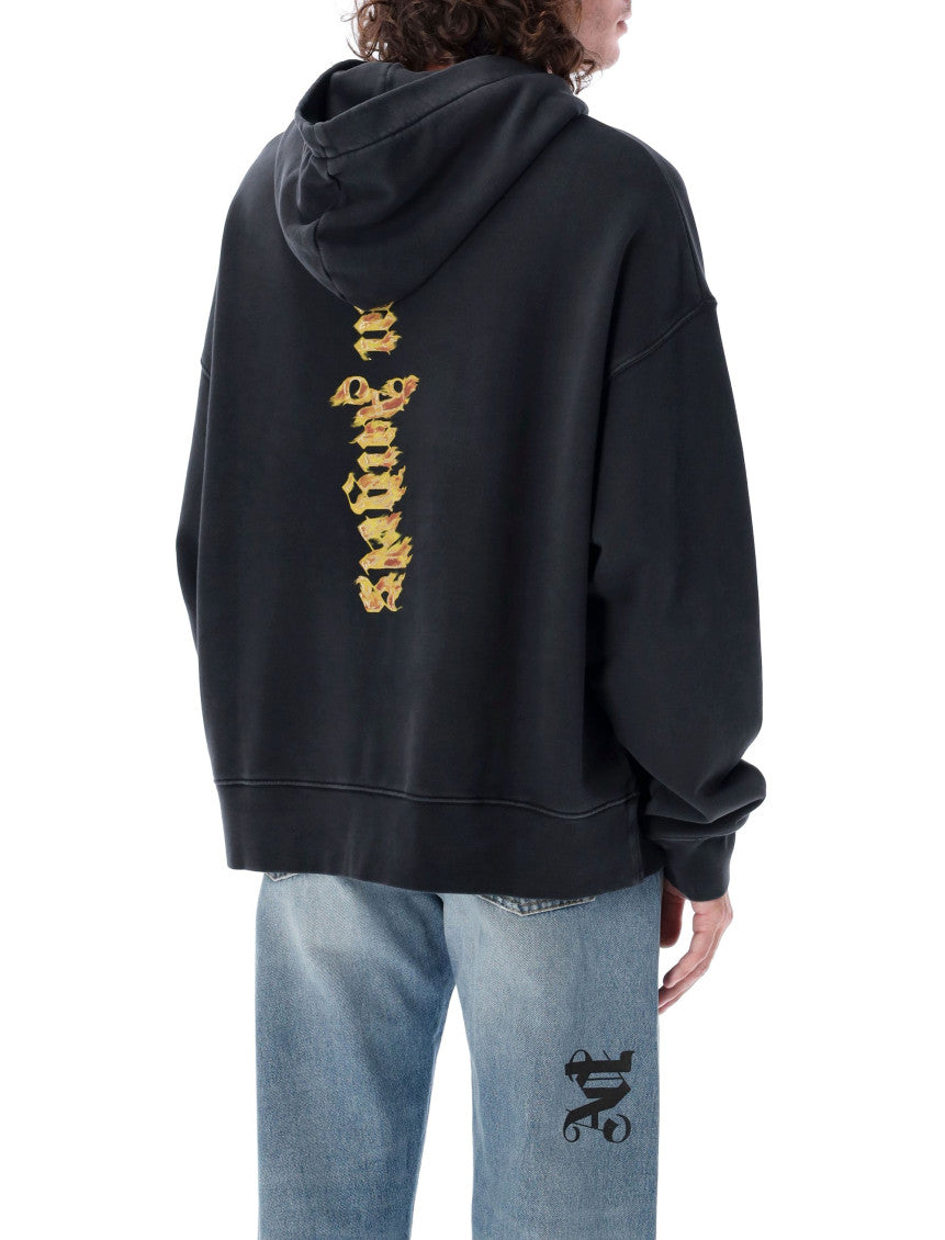Black Burning Palm Cotton Hoodie 2