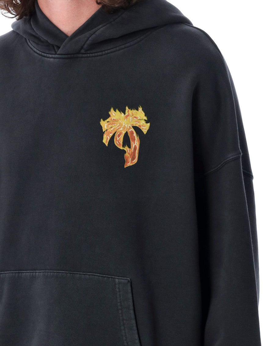 Black Burning Palm Cotton Hoodie 3
