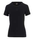 Black Round Neck Ribbed Logo T-Shirt 1