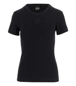 Black Round Neck Ribbed Logo T-Shirt 1