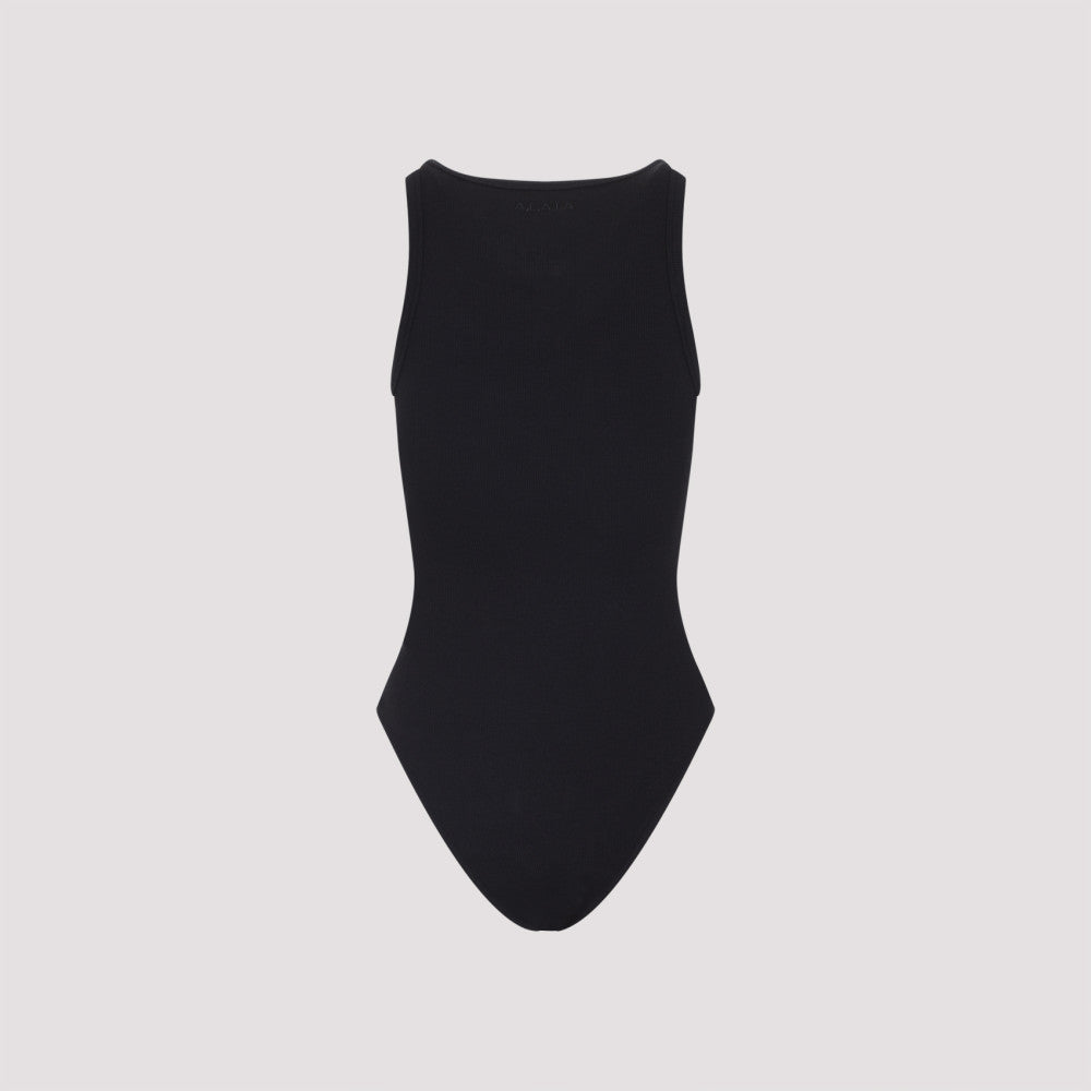 Black Sculpting Rib Jersey Bodysuit 4