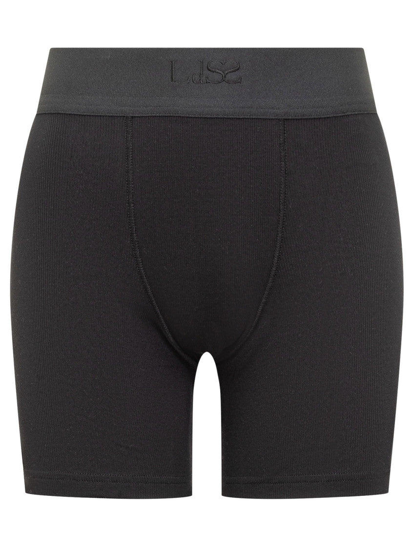 Black Cotton Logo Shorts 1