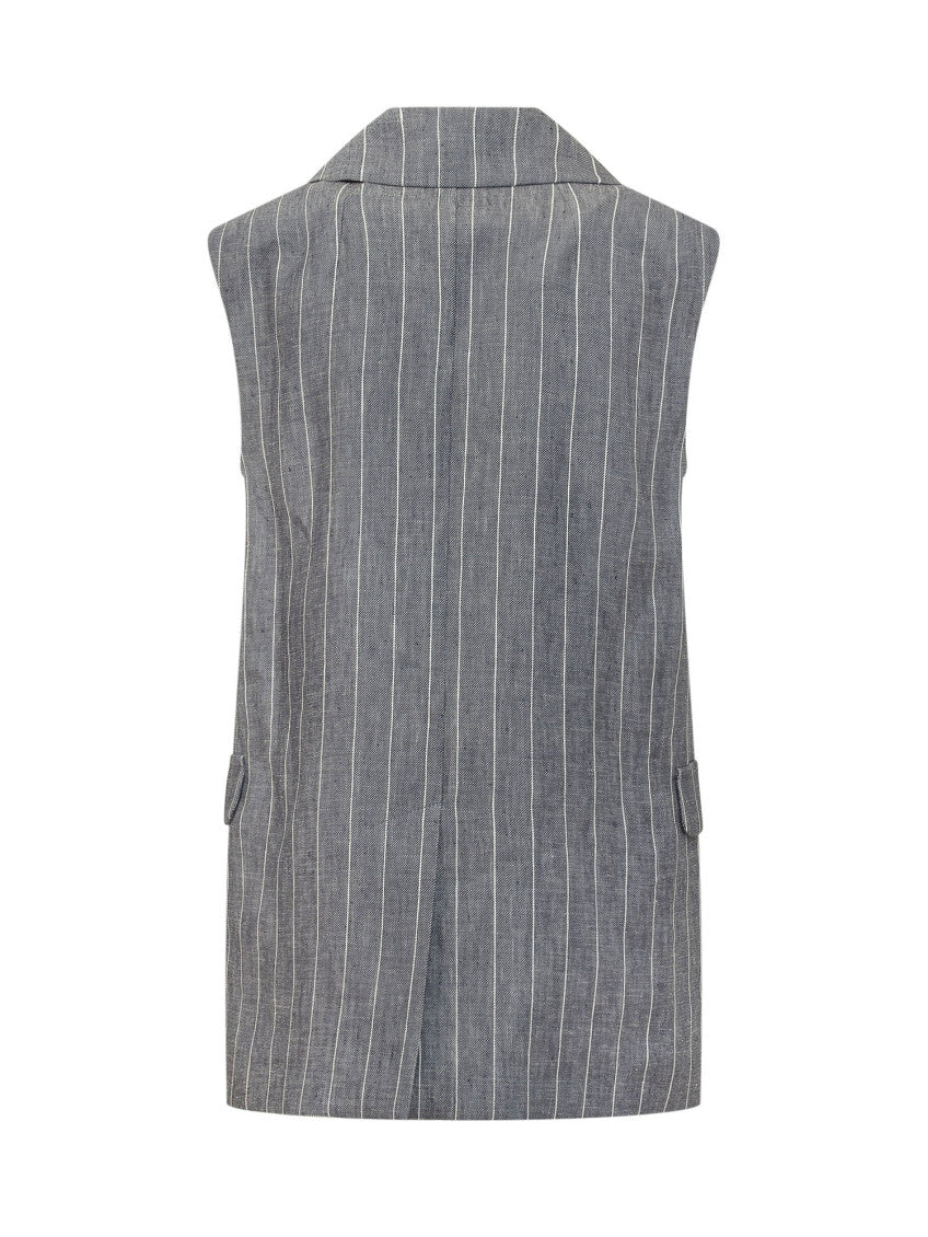 Grey Stripes Notched Lapel Blazer 2