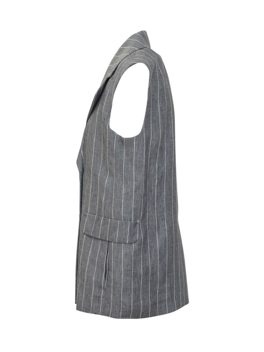 Grey Stripes Notched Lapel Blazer 3