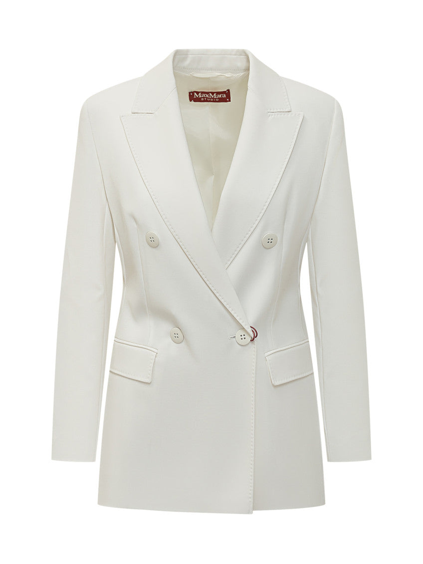 White Solid Notched Lapel Blazer 1