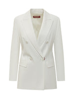 White Solid Notched Lapel Blazer 1