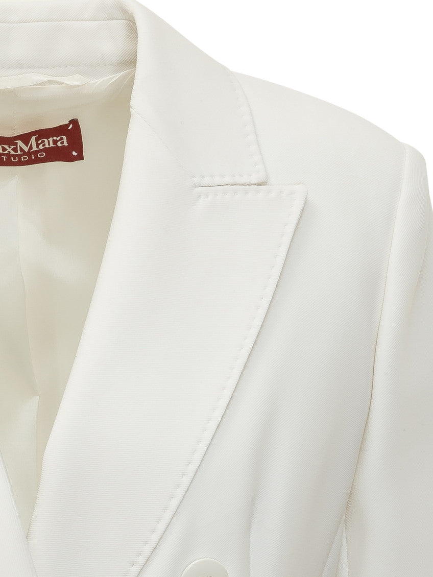 White Solid Notched Lapel Blazer 4
