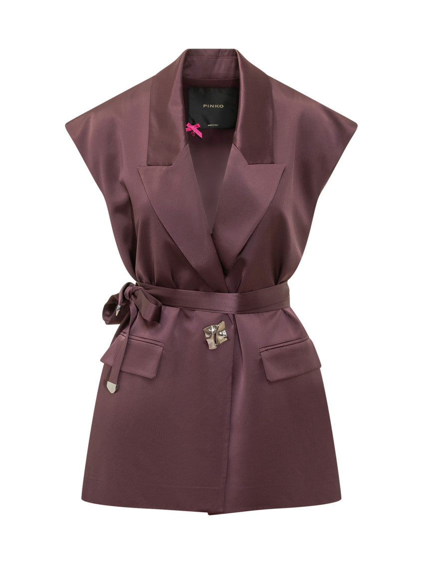 Wine Solid Peak Lapel Blazer 1