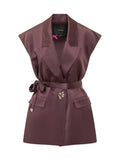 Wine Solid Peak Lapel Blazer 1