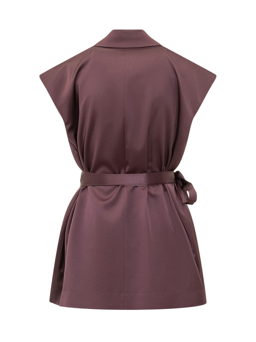 Wine Solid Peak Lapel Blazer 2