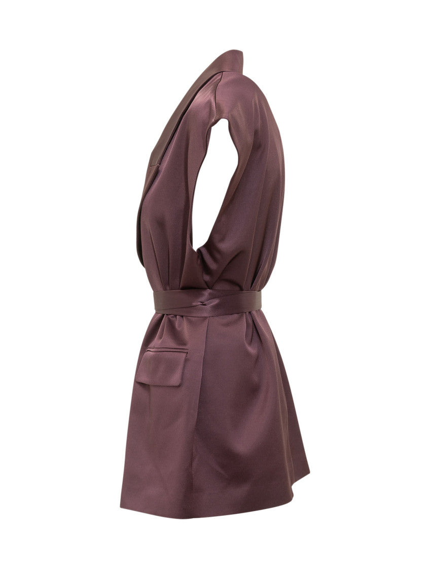 Wine Solid Peak Lapel Blazer 3