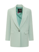 Green Solid Peak Lapel Blazer 1