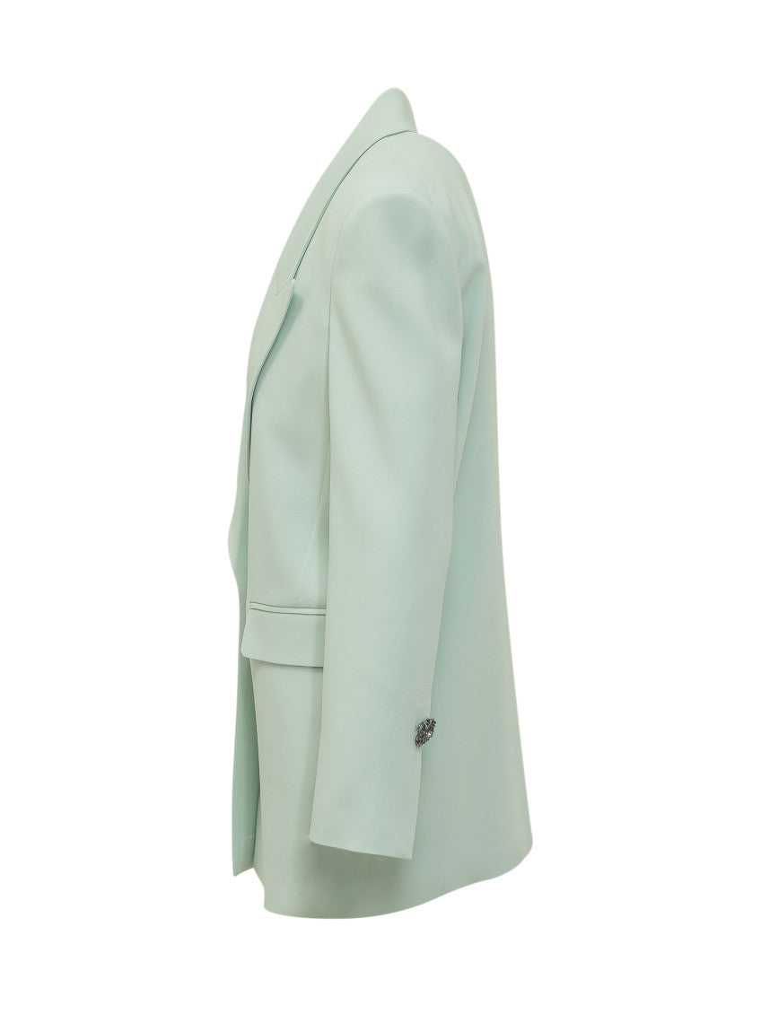 Green Solid Peak Lapel Blazer 3
